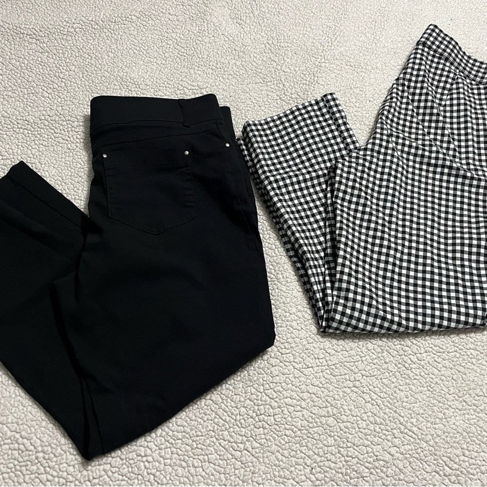 Rafaella Black and White Gingham Pants and 89th and Madison black